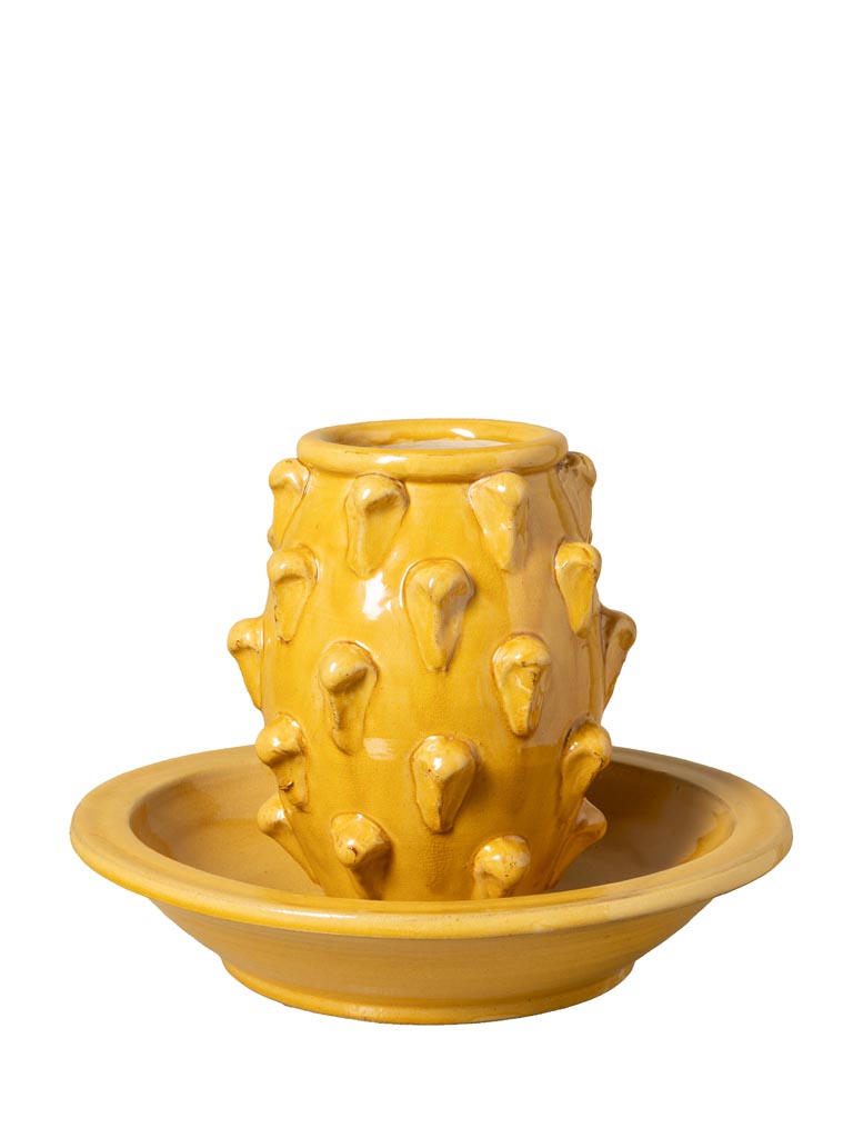 S/2 vase and basket in yellow terracotta - 2