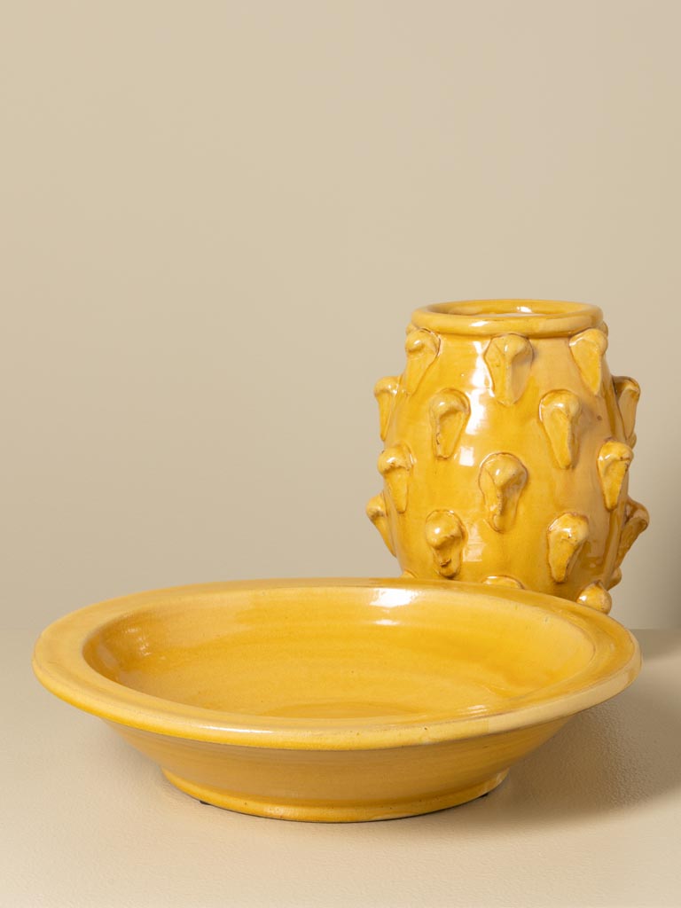 S/2 vase and basket in yellow terracotta - 5