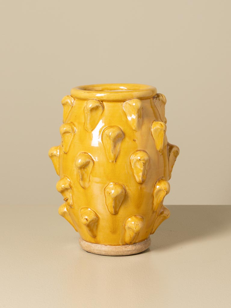 S/2 vase and basket in yellow terracotta - 4