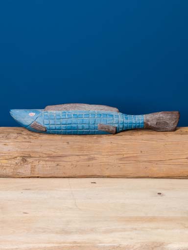 Long Blue Fish in terracota Pigment