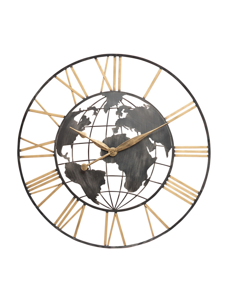 XL clock with iron worldmap - 2