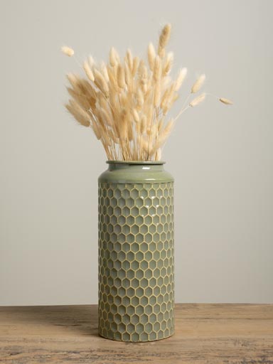 Green grey metal planter
