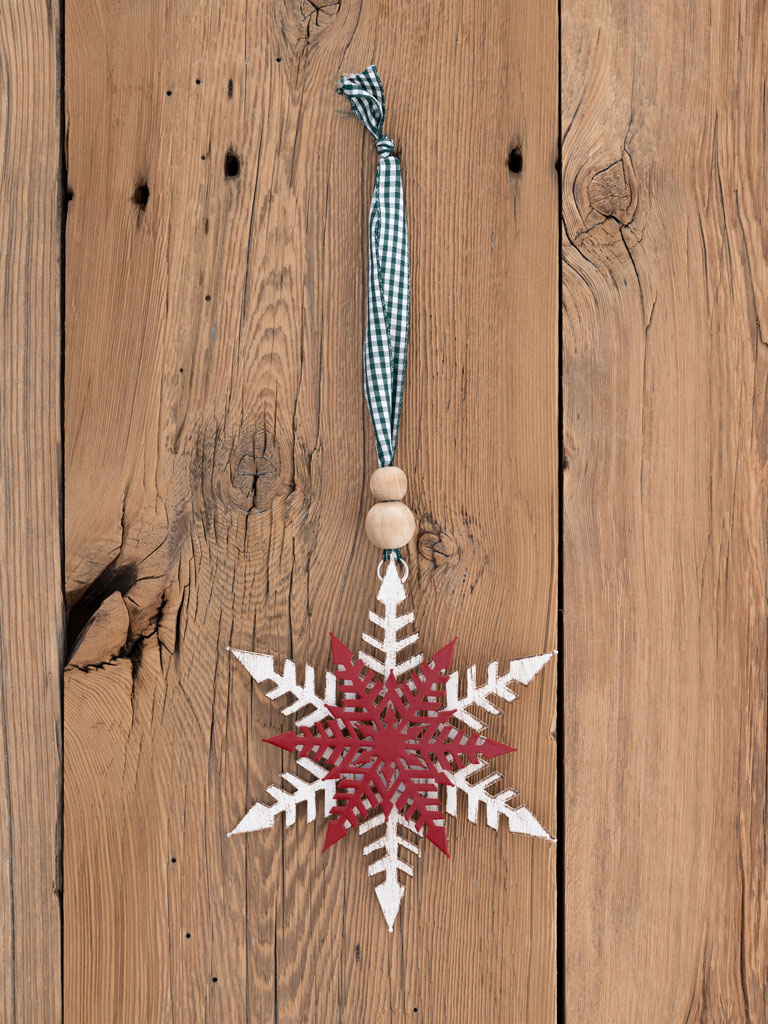 Hanging snowflake green vichy ribbon - 1