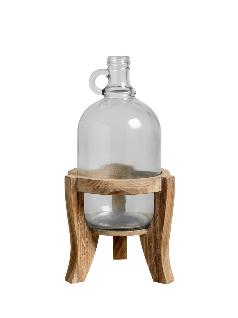 Bottle vase with wooden stand - 2