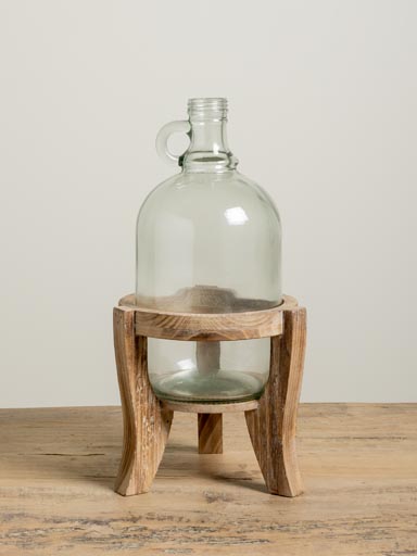 Bottle vase with wooden stand