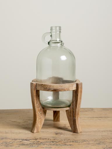 Bottle vase with wooden stand
