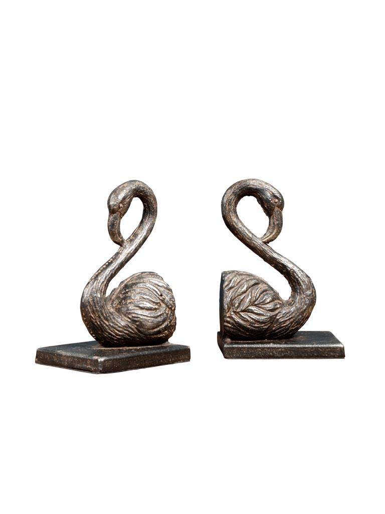 Cast iron swan bookends - 2