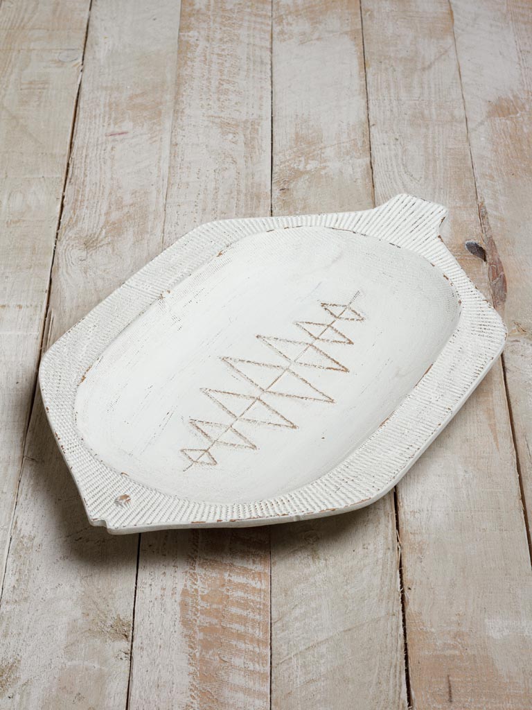 Wooden fish tray white patina - 3