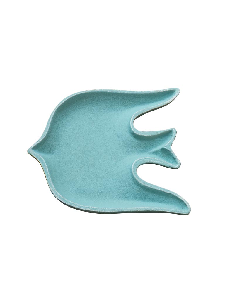 Vide poche oiseau turquoise fonte - 2