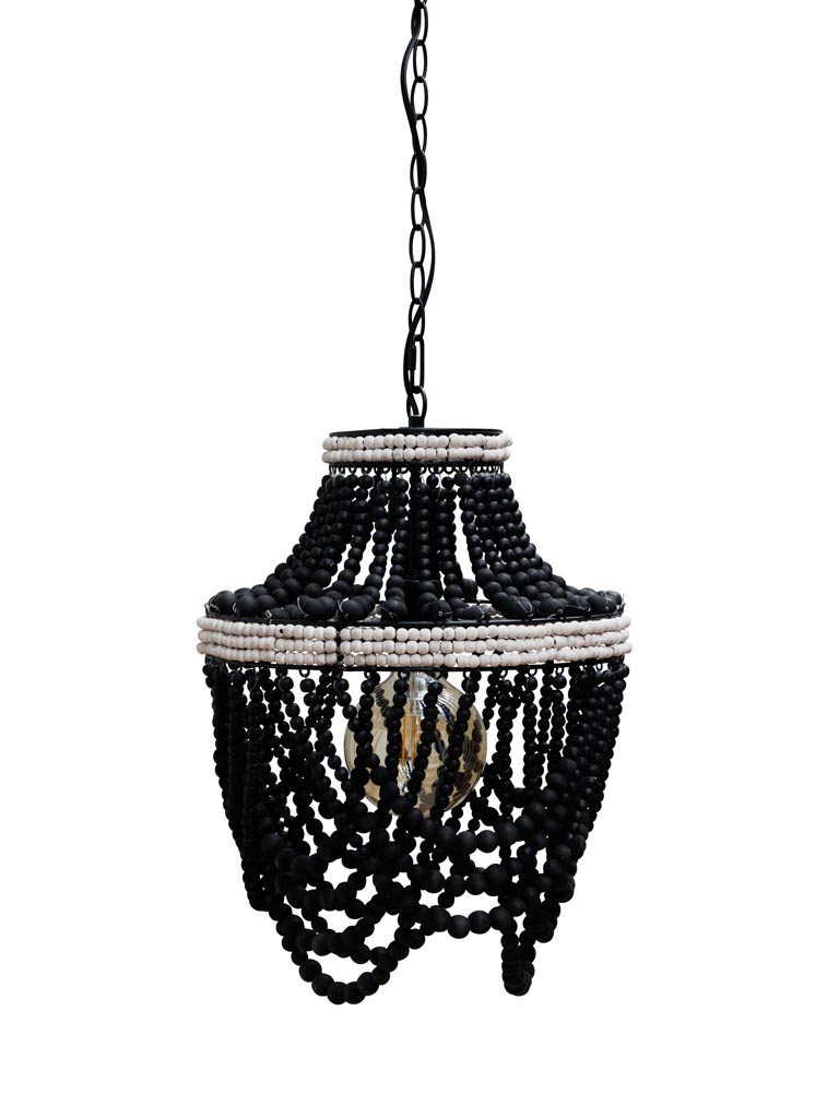 Black hanging lamp Namibia wooden beads - 2