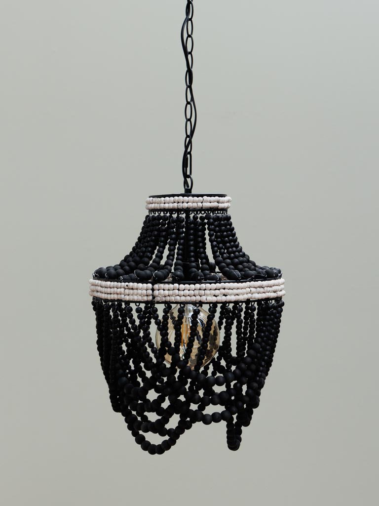 Black hanging lamp Namibia wooden beads - 3
