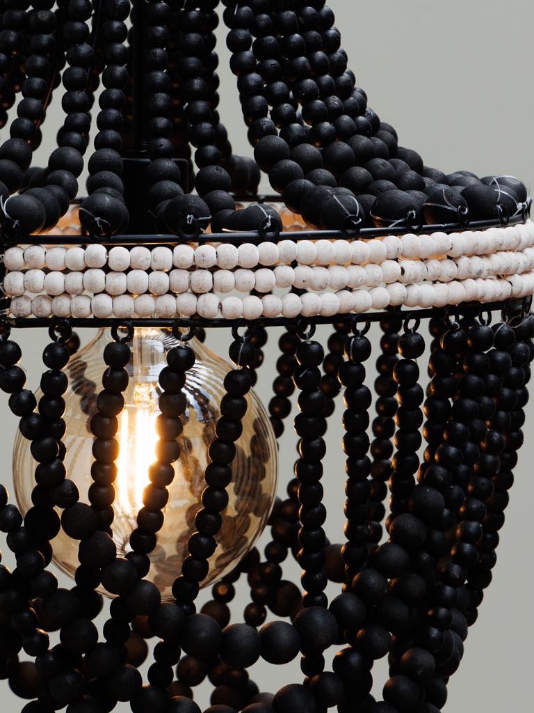 Black hanging lamp Namibia wooden beads - 5