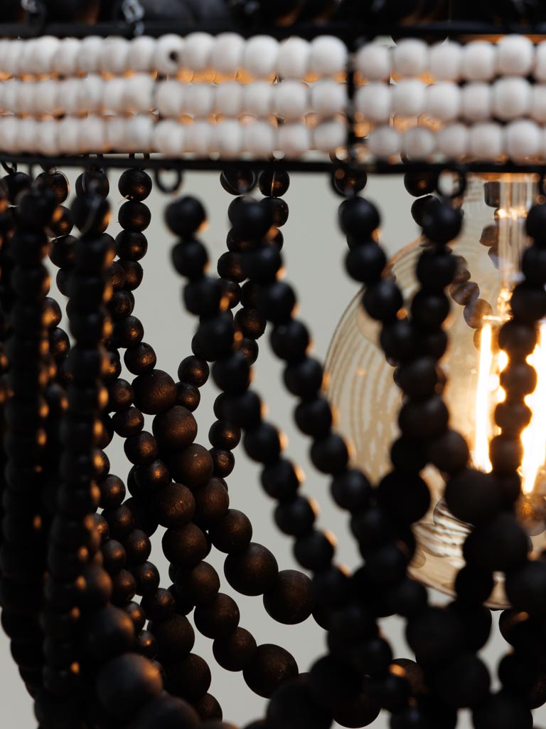 Black hanging lamp Namibia wooden beads - 4
