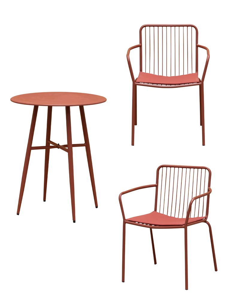 S/2  chaises rouges et table Tikka - 4