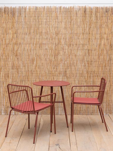 S/2  chaises rouges et table Tikka