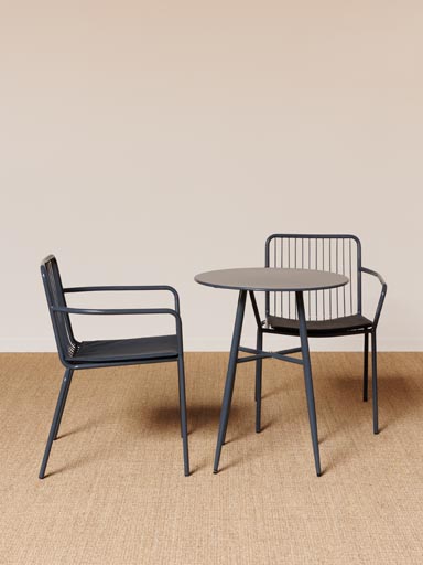 S/2 chaises bleues et table Tikka