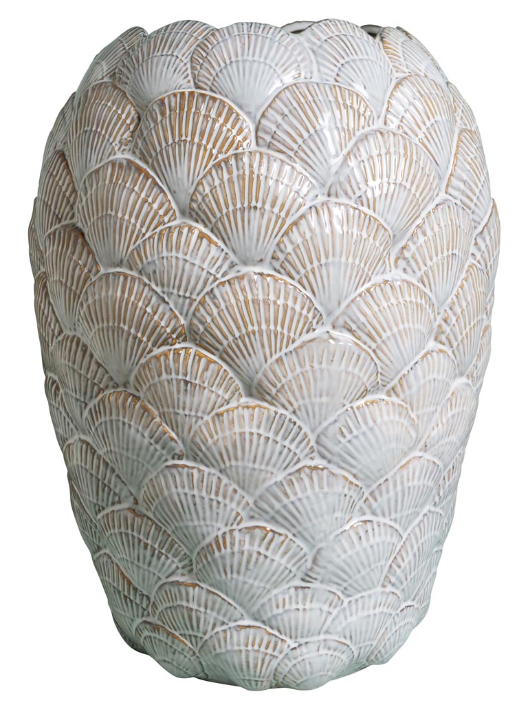 Haut vase coquillages Pecten blanc - 2