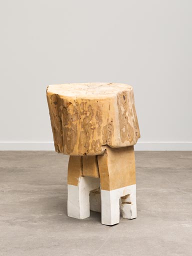 Tabouret bois  pieds blancs Zine