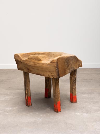 Tabouret bois massif pieds orange Naranja