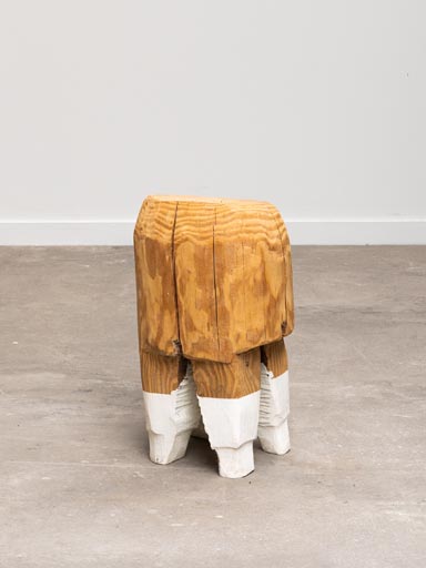 Tabouret bois massif pieds blancs Angula