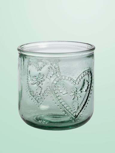 Tumbler with heart recycled glass